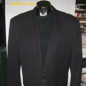 suit black pin striped coat slacks vitorufolo2 pc